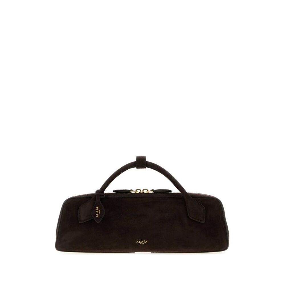 Alaia Women Dark Brown Suede Teckel Handbag